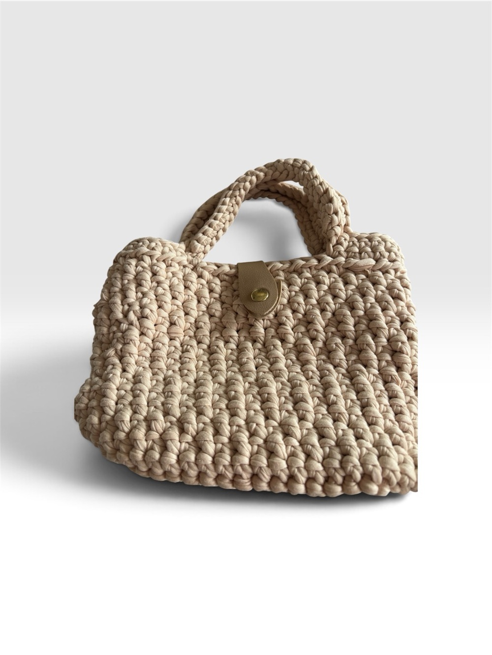 Handcrafted Beige Crochet Tote Bag - Neutral Everyday Handbag